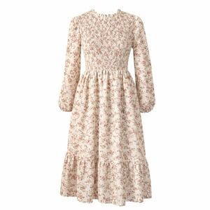 Flowy Romantic Tiered Boho Prairie Maxi Ditsy Floral Dress Sz M